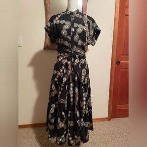 Ralph Lauren Black and Brown Patterned Maxi Dress